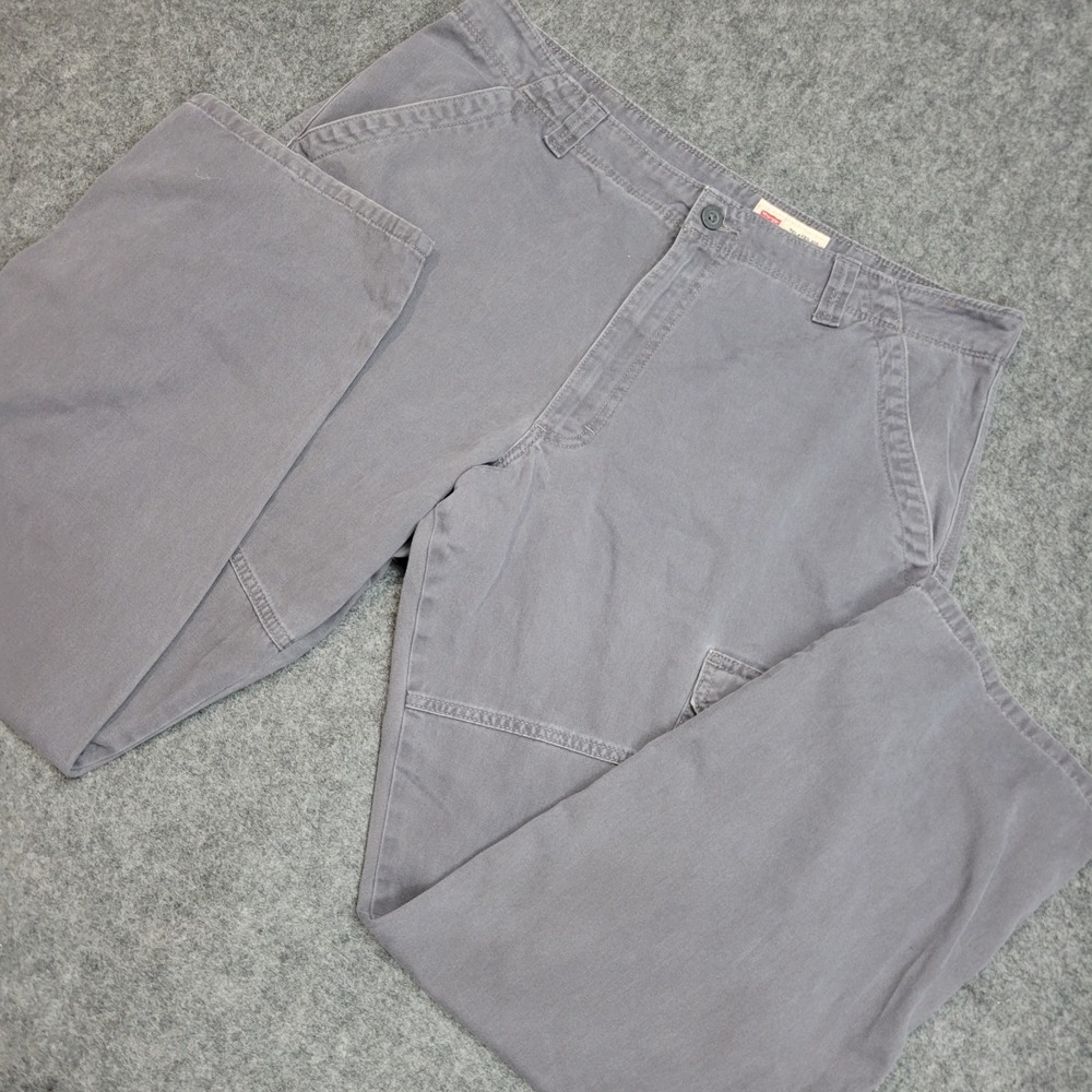 Wrangler Cargo Pants Mens 38x32 Gray Utility  Pockets Workwear Relaxed Fit Dad
